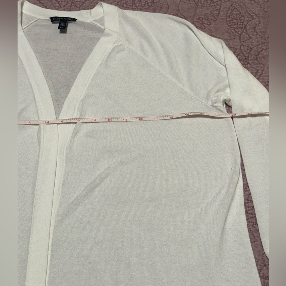 Eileen Fisher, white, long open cardigan - Picture 6 of 12